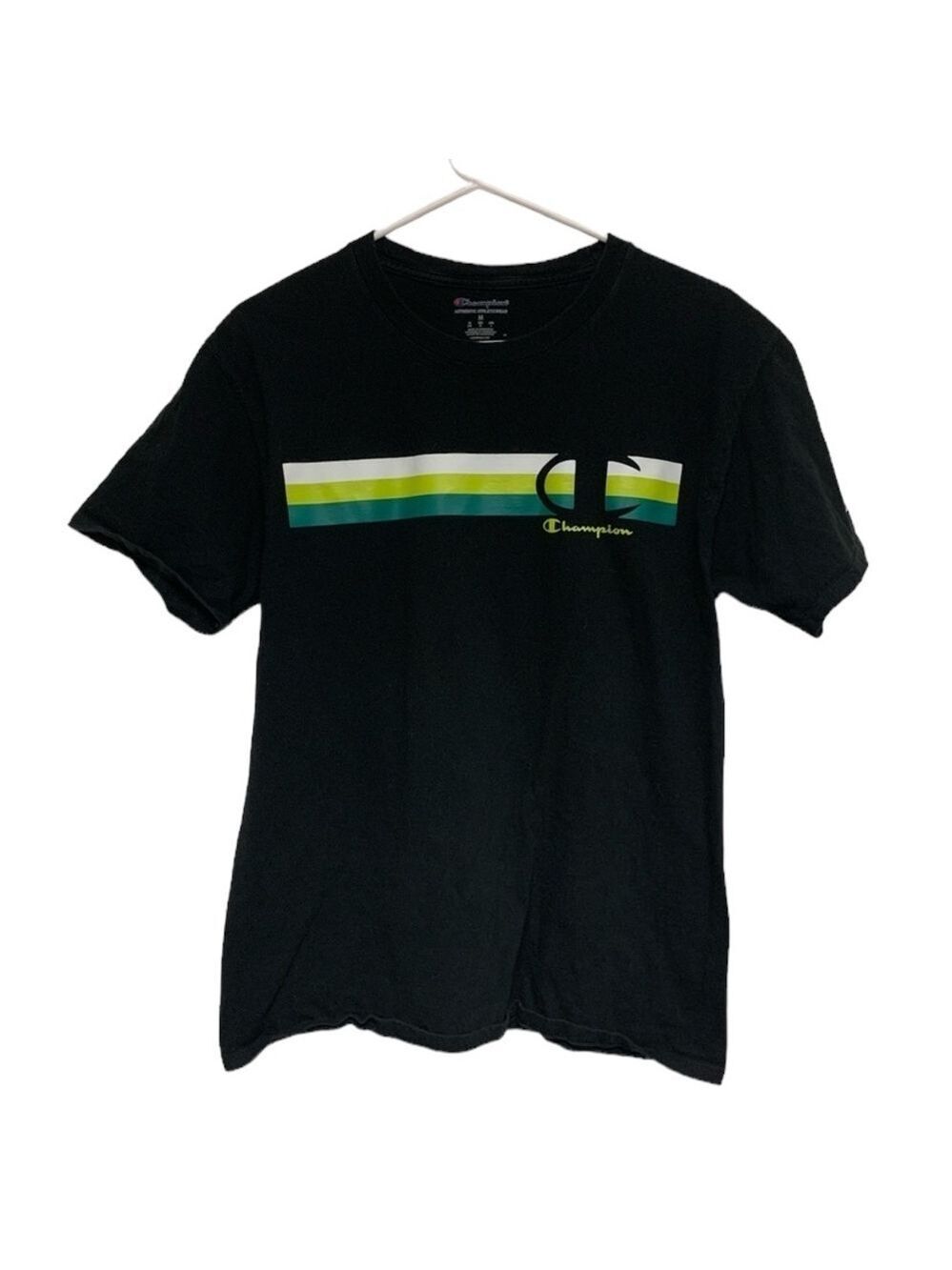 Champion authentic athletic wear black shirt mens tee unisex size M medium EUC